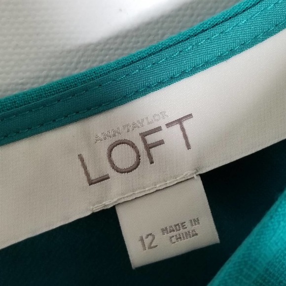 LOFT Dress 12 Green Black Drop Waist Colorblock - Picture 5 of 7